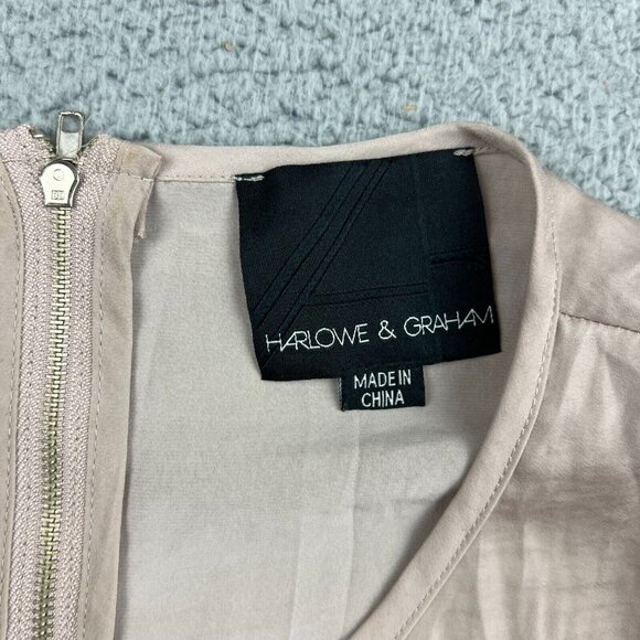 Harlowe & Graham Womens Short Sleeve Blouse Light Tan Pink Size Medium - Picture 4 of 6